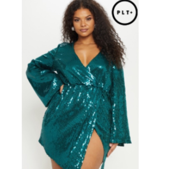 PrettyLittleThing Dresses & Skirts - PLT Sequin Wrap Dress XL